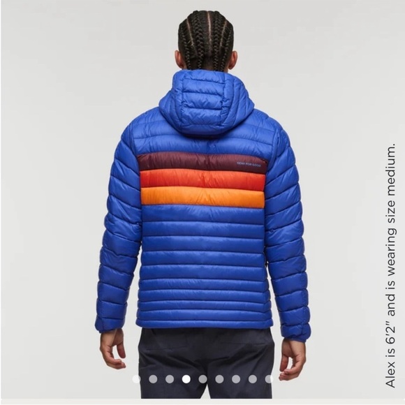 Cotopaxi Men’s XXL Fuego Hooded Down Puffer Jacket Blue Violet Stripes NWT - Picture 7 of 14